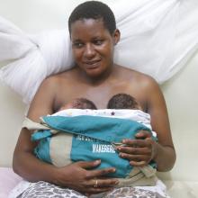 Uganda Mother with twins KMC